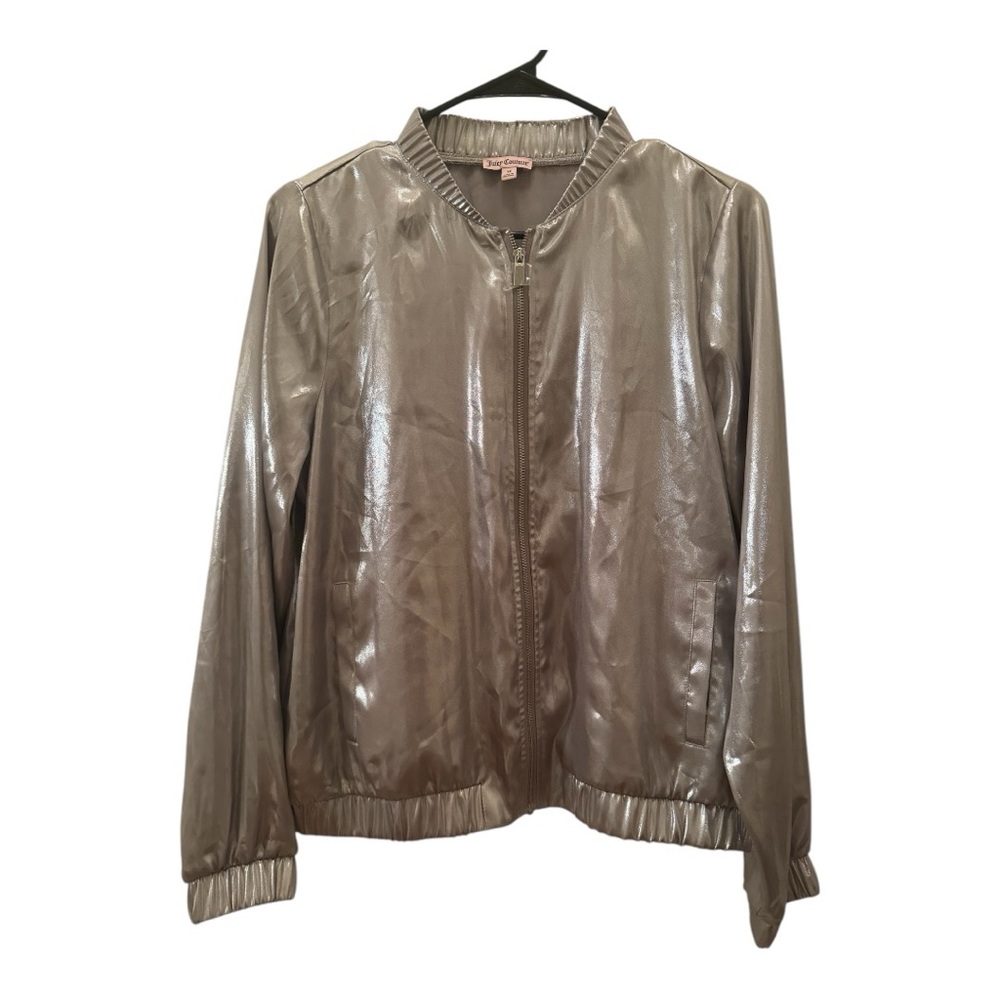 Vintage Juicy Couture Metallic Silver Bomber Jacket Size M